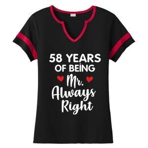 Mr Always Right 58th Wedding Anniversary Gift For Husband Gift Ladies Halftime Notch Neck Tee