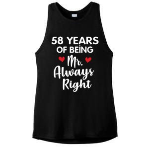 Mr Always Right 58th Wedding Anniversary Gift For Husband Gift Ladies PosiCharge Tri-Blend Wicking Tank