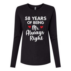 Mr Always Right 58th Wedding Anniversary Gift For Husband Gift Womens Cotton Relaxed Long Sleeve T-Shirt