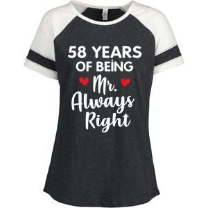 Mr Always Right 58th Wedding Anniversary Gift For Husband Gift Enza Ladies Jersey Colorblock Tee