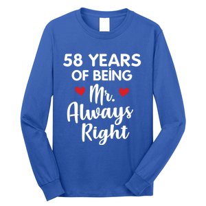 Mr Always Right 58th Wedding Anniversary Gift For Husband Gift Long Sleeve Shirt