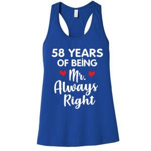 Mr Always Right 58th Wedding Anniversary Gift For Husband Gift Women's Racerback Tank