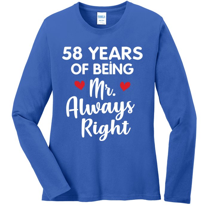 Mr Always Right 58th Wedding Anniversary Gift For Husband Gift Ladies Long Sleeve Shirt