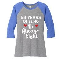 Mr Always Right 58th Wedding Anniversary Gift For Husband Gift Women's Tri-Blend 3/4-Sleeve Raglan Shirt