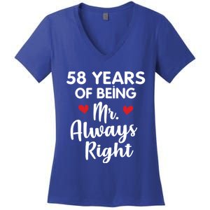 Mr Always Right 58th Wedding Anniversary Gift For Husband Gift Women's V-Neck T-Shirt