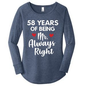 Mr Always Right 58th Wedding Anniversary Gift For Husband Gift Women's Perfect Tri Tunic Long Sleeve Shirt