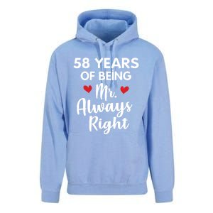 Mr Always Right 58th Wedding Anniversary Gift For Husband Gift Unisex Surf Hoodie