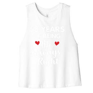 Mr Always Right 58th Wedding Anniversary Gift For Husband Gift Women's Racerback Cropped Tank