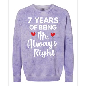 Mr Always Right 7th Wedding Anniversary Gift For Husband Cool Gift Colorblast Crewneck Sweatshirt