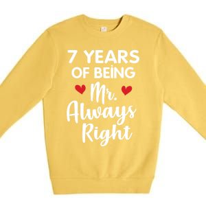 Mr Always Right 7th Wedding Anniversary Gift For Husband Cool Gift Premium Crewneck Sweatshirt