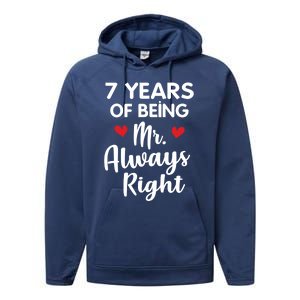 Mr Always Right 7th Wedding Anniversary Gift For Husband Cool Gift Performance Fleece Hoodie