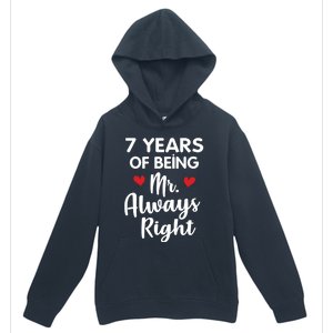 Mr Always Right 7th Wedding Anniversary Gift For Husband Cool Gift Urban Pullover Hoodie