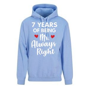 Mr Always Right 7th Wedding Anniversary Gift For Husband Cool Gift Unisex Surf Hoodie