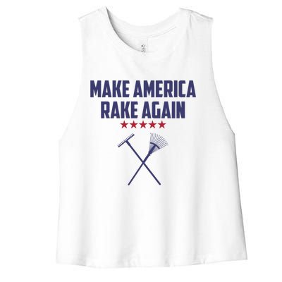 Make America Rake Again Funny Saying Political Gift Women's Racerback Cropped Tank