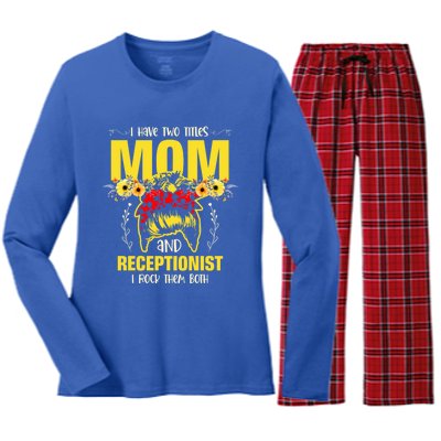 Mom And Receptionist Job Best Mom Ever Mothers Day Meaningful Gift Women's Long Sleeve Flannel Pajama Set 