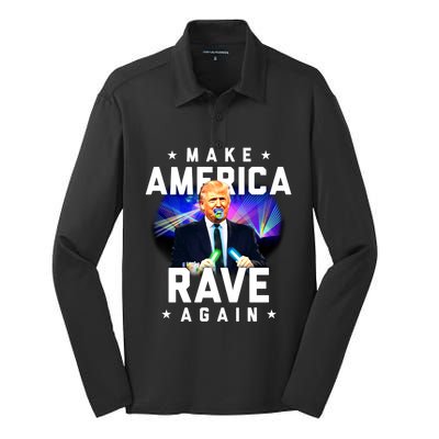 Make America Rave Again Funny Trump Festival Gift Silk Touch Performance Long Sleeve Polo