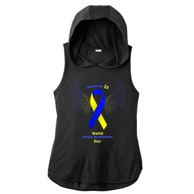 March 21 World Down Syndrome Day Ladies PosiCharge Tri-Blend Wicking Draft Hoodie Tank