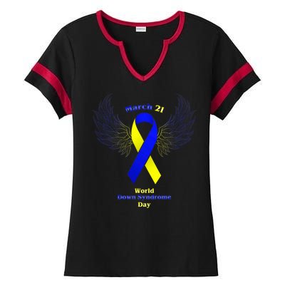 March 21 World Down Syndrome Day Ladies Halftime Notch Neck Tee