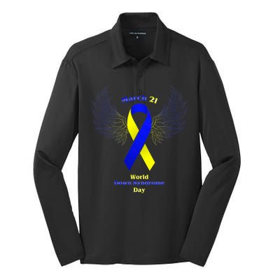 March 21 World Down Syndrome Day Silk Touch Performance Long Sleeve Polo