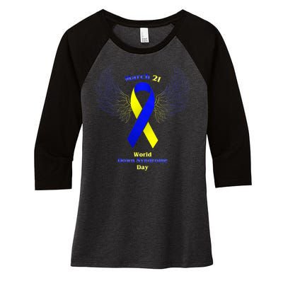 March 21 World Down Syndrome Day Women's Tri-Blend 3/4-Sleeve Raglan Shirt