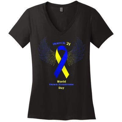 March 21 World Down Syndrome Day Women's V-Neck T-Shirt