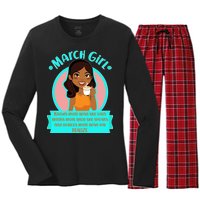 March Birthday Girl Knows More Than You Realize Women's Long Sleeve Flannel Pajama Set 