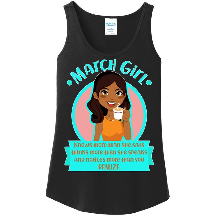 March Birthday Girl Knows More Than You Realize Ladies Essential Tank