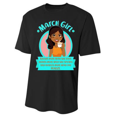 March Birthday Girl Knows More Than You Realize Performance Sprint T-Shirt