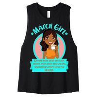 March Birthday Girl Knows More Than You Realize Women's Racerback Cropped Tank