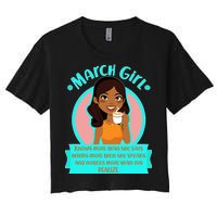 March Birthday Girl Knows More Than You Realize Women's Crop Top Tee