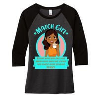 March Birthday Girl Knows More Than You Realize Women's Tri-Blend 3/4-Sleeve Raglan Shirt