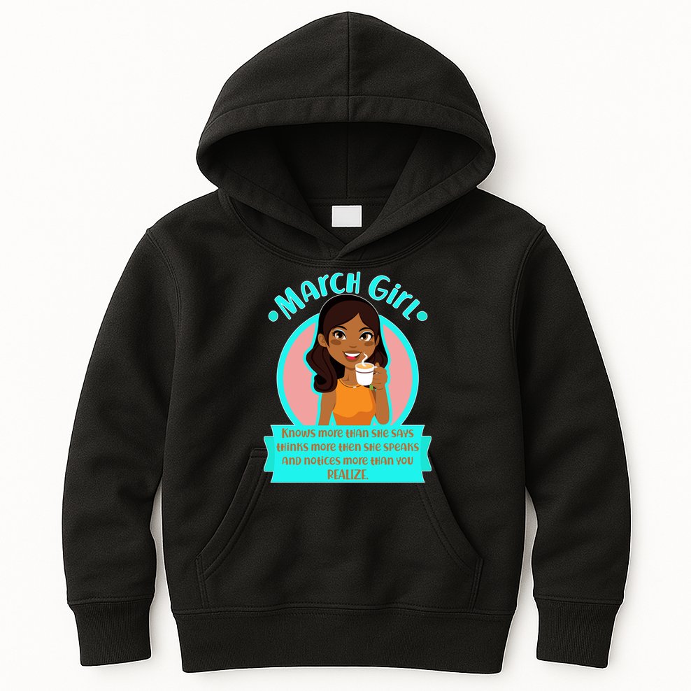 March Birthday Girl Knows More Than You Realize Kids Hoodie