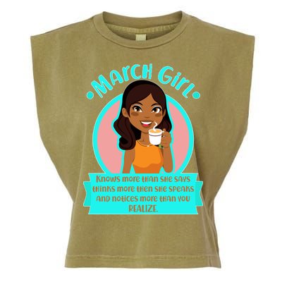 March Birthday Girl Knows More Than You Realize Garment-Dyed Women's Muscle Tee