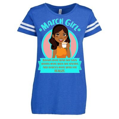 March Birthday Girl Knows More Than You Realize Enza Ladies Jersey Football T-Shirt