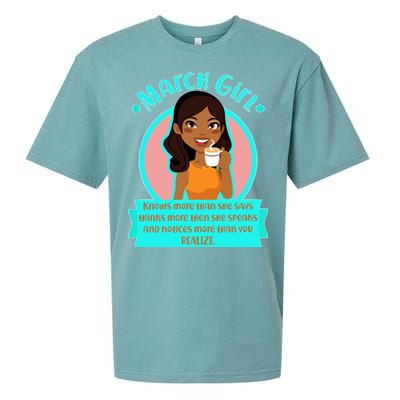 March Birthday Girl Knows More Than You Realize Sueded Cloud Jersey T-Shirt