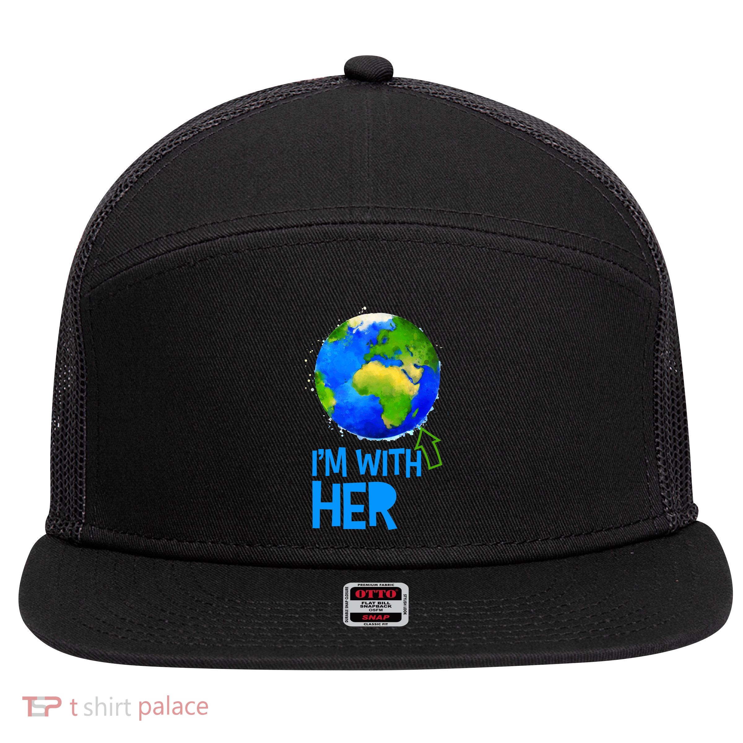 March For Science I'm With Her Earth Globe Scientists 7 Panel Mesh Trucker Snapback Hat
