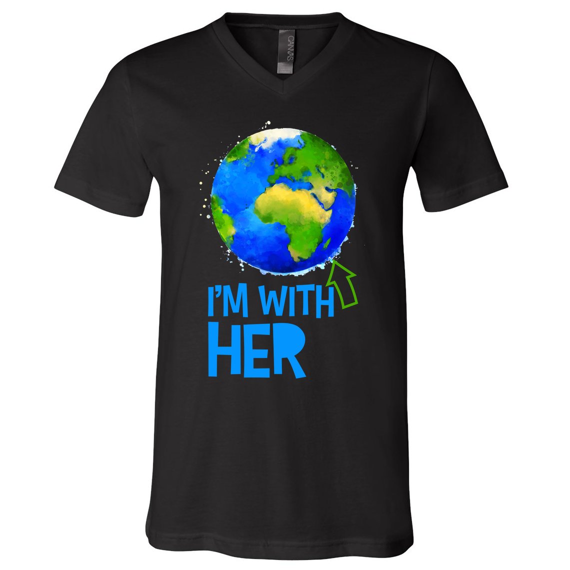 March For Science I'm With Her Earth Globe Scientists V-Neck T-Shirt