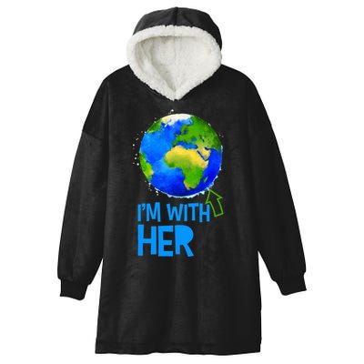March For Science I'm With Her Earth Globe Scientists Hooded Wearable Blanket