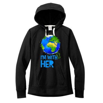 March For Science I'm With Her Earth Globe Scientists Women's Fleece Hoodie