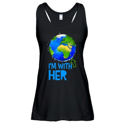 March For Science I'm With Her Earth Globe Scientists Ladies Essential Flowy Tank