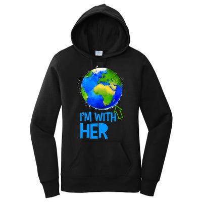 March For Science I'm With Her Earth Globe Scientists Women's Pullover Hoodie