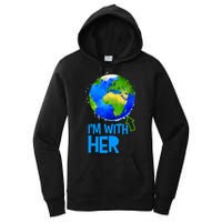 March For Science I'm With Her Earth Globe Scientists Women's Pullover Hoodie