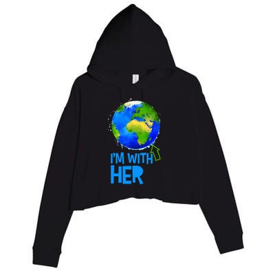 March For Science I'm With Her Earth Globe Scientists Crop Fleece Hoodie