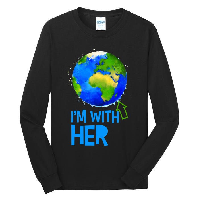March For Science I'm With Her Earth Globe Scientists Tall Long Sleeve T-Shirt