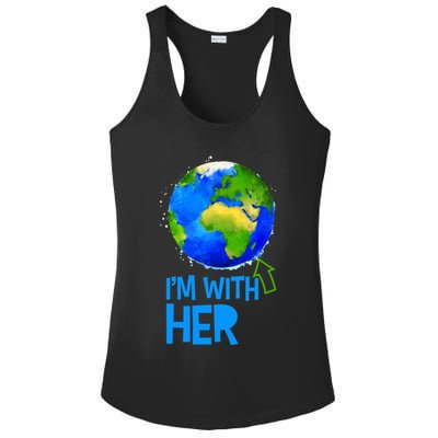 March For Science I'm With Her Earth Globe Scientists Ladies PosiCharge Competitor Racerback Tank