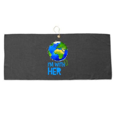 March For Science I'm With Her Earth Globe Scientists Large Microfiber Waffle Golf Towel