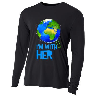 March For Science I'm With Her Earth Globe Scientists Cooling Performance Long Sleeve Crew