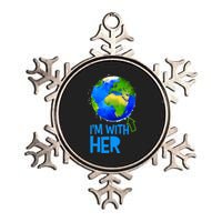 March For Science I'm With Her Earth Globe Scientists Metallic Star Ornament