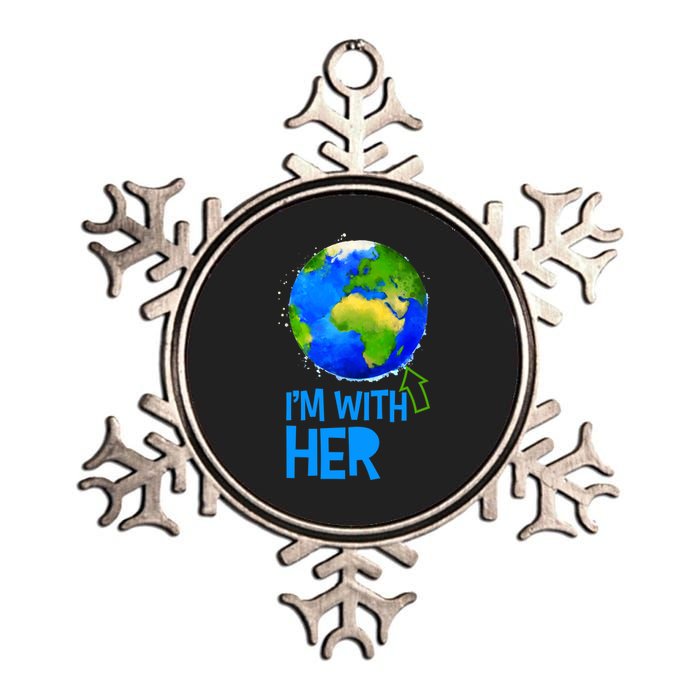 March For Science I'm With Her Earth Globe Scientists Metallic Star Ornament