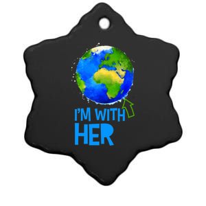 March For Science I'm With Her Earth Globe Scientists Ceramic Star Ornament